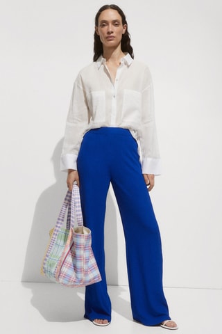 Pantalon droit fluide - Bleu