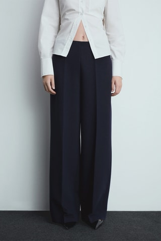 Pantalon pinces wideleg - Bleu nuit