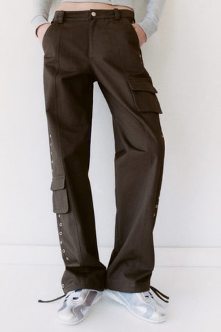 Pantalon parachute clouté - Noir