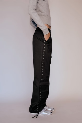 Pantalon parachute clouté - Noir