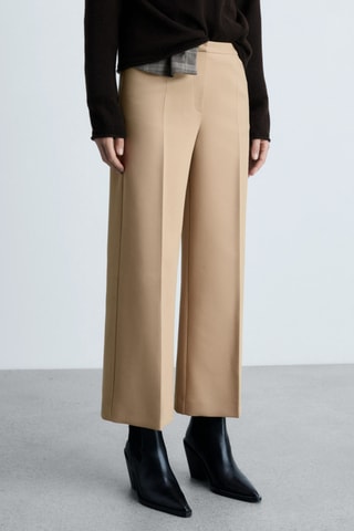 Pantalon pinces wideleg - Beige