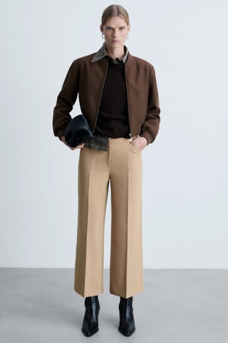 Pantalon pinces wideleg - Beige