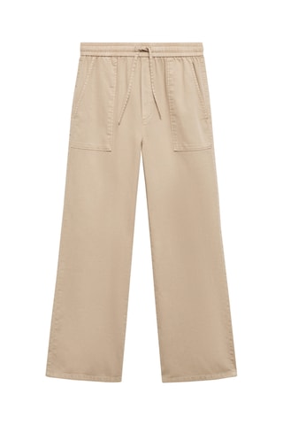 Pantalon coton taille élastique - Beige
