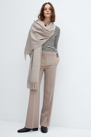 Pantalon wideleg taille normale - Beige