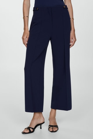 Pantalon droit boutons - Bleu
