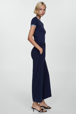 Pantalon droit boutons - Bleu