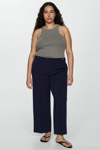 Pantalon droit boutons - Bleu