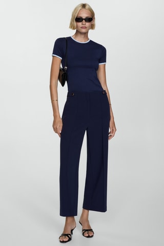 Pantalon droit boutons - Bleu