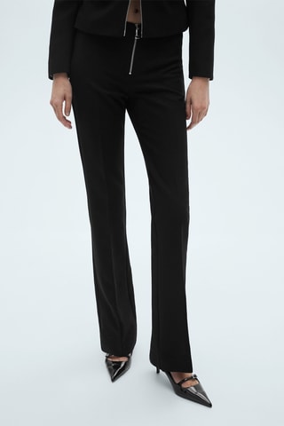 Pantalon flare fermeture éclair - Noir