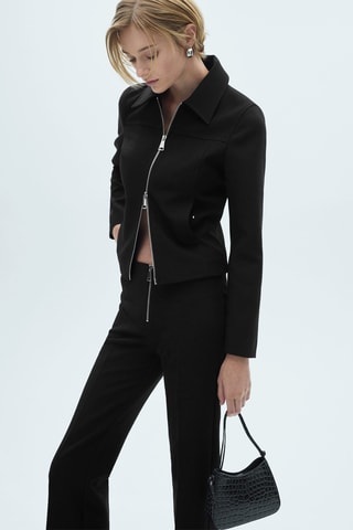Pantalon flare fermeture éclair - Noir