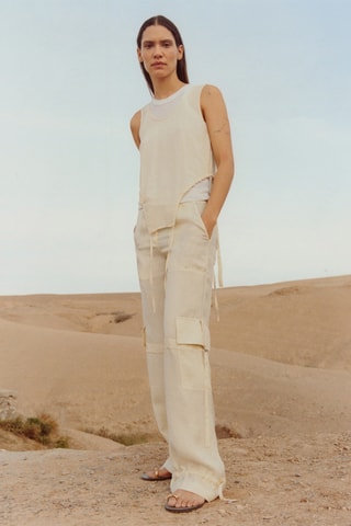 Pantalon cargo Lyocell - Beige