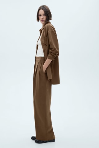 Pantalon à fines rayures - Olive