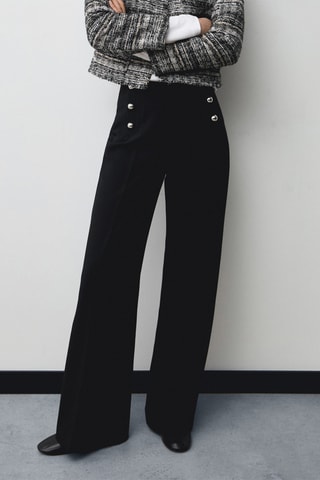 Pantalon wideleg détails métalliques - Noir