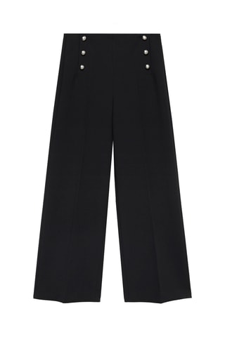 Pantalon wideleg détails métalliques - Noir