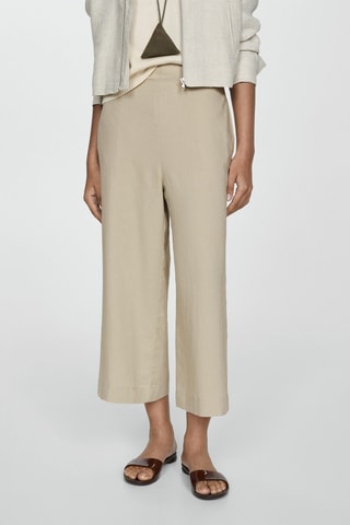 Pantalon wideleg lin - Beige