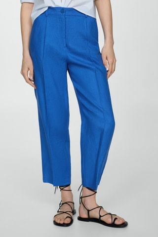 Pantalon 100% lin droit - Bleu
