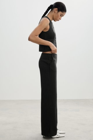 Pantalon droit maille point de Rome - Anthracite