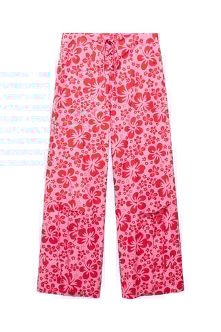 Pantalon fleurs poches cargo - Rose
