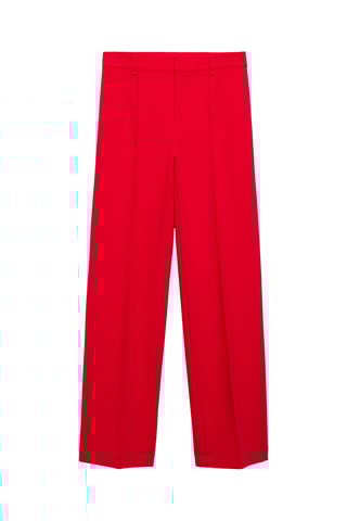 Pantalon droit coutures décoratives - Rouge