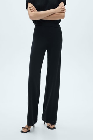 Pantalon wideleg maille fine - Noir