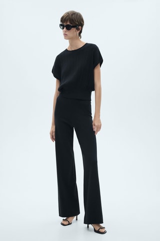 Pantalon wideleg maille fine - Noir