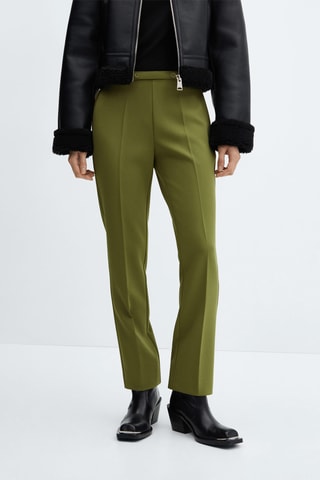 Pantalon droit avec ceinture - Vert