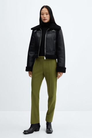 Pantalon droit avec ceinture - Vert