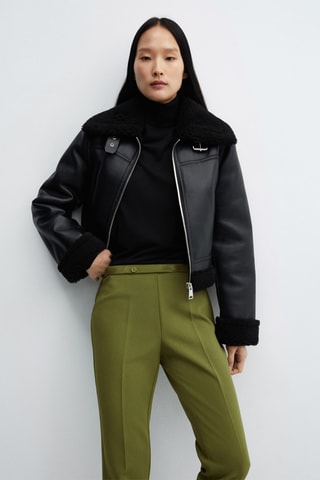 Pantalon droit avec ceinture - Vert