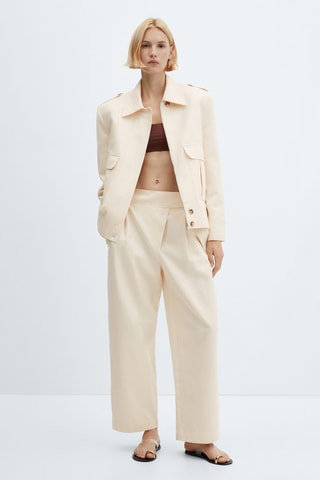 Pantalon pinces croisé - Écru