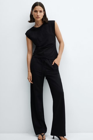 Pantalon wideleg taille élastique - Noir