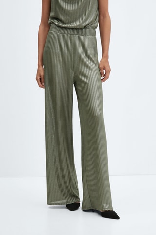 Pantalon wideleg taille élastique - Vert