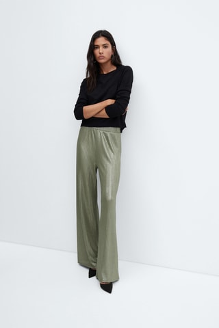 Pantalon wideleg taille élastique - Vert
