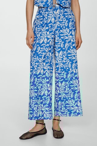 Pantalon wideleg imprimé - Bleu