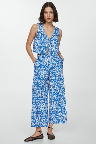 Pantalon wideleg imprimé - Bleu