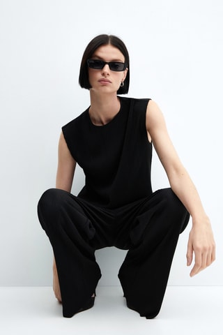 Pantalon palazzo plissé - Noir