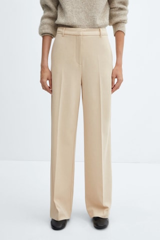 Pantalon wideleg taille basse - Beige