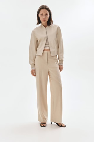 Pantalon wideleg taille basse - Beige