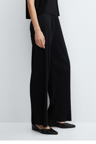 Pantalon wideleg plissé - Noir