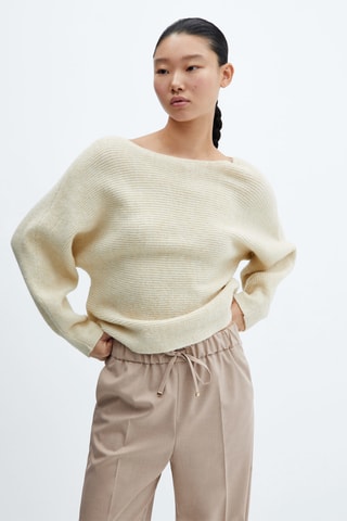 Pantalon wideleg taille élastique - Beige