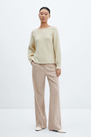 Pantalon wideleg taille élastique - Beige