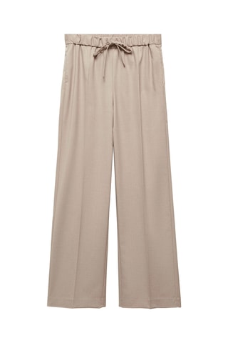 Pantalon wideleg taille élastique - Beige
