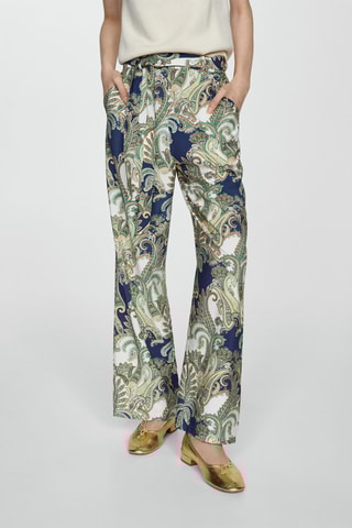Pantalon imprimés nœud - Vert et blanc