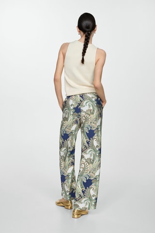 Pantalon imprimés nœud - Vert et blanc