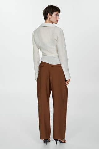 Pantalon droit avec ceinture - Marron