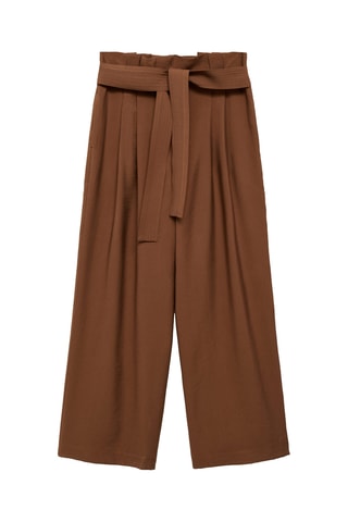 Pantalon droit avec ceinture - Marron