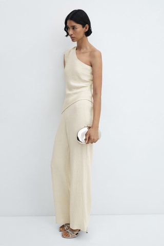 Pantalon wideleg texturé - Écru