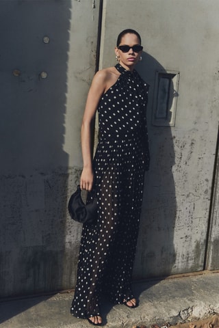 Pantalon plissé pois - Noir