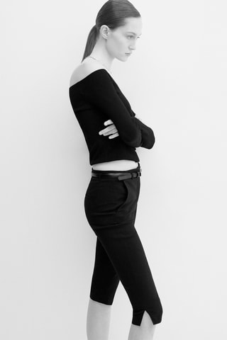 Pantalon capri ceinture - Noir