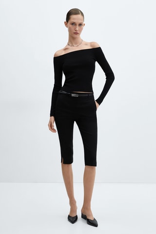 Pantalon capri ceinture - Noir