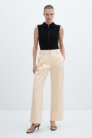 Pantalon à pinces ceinture - Écru